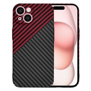Husa pentru  iPhone 15 CarbonFiber UltraSlim, Lightweight, Rosu inchis