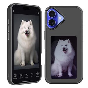 Husa pentru  iPhone 16 DIY customizabil cu ecran E-ink, NFC Photo Display, negru