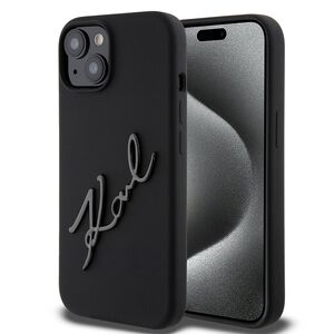 Husa premium pentru  iPhone 15 Karl Lagerfeld superior quality - Negru denim