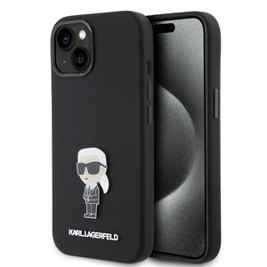 Husa premium pentru  iPhone 15 Karl Lagerfeld superior quality - Negru deschis