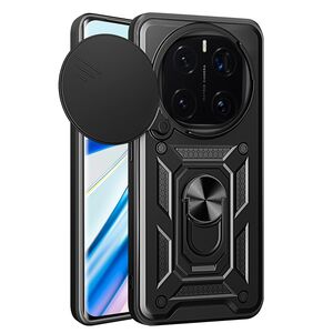 Husa pentru Honor Magic 7 Pro Ring Armor Kickstand Tough Rugged Cover cu protectie camera, Negru