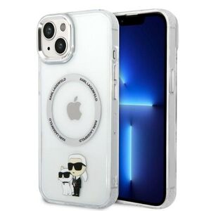 Husa premium pentru  iPhone 15 Karl Lagerfeld compatibila Magsafe - Argintiu deschis