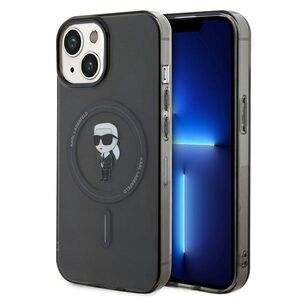 Husa premium pentru  iPhone 15 Karl Lagerfeld compatibila Magsafe - Negru print