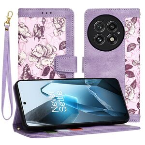 Husa tip carte pentru  OnePlus 13, functie stand si port carduri, Mov