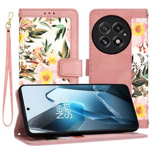 Husa tip carte pentru  OnePlus 13, functie stand si port carduri, Roz