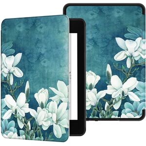 Husa pentru Kindle Paperwhite 2024 (12th gen) 7 inch / Kindle Colorsoft Signature Edition 7 inch slim ultra-light, functie sleep/wake-up, inchidere magnetica - flowers