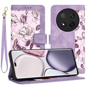 Husa tip carte pentru  Honor Magic 7 Lite, functie stand si port carduri, Mov