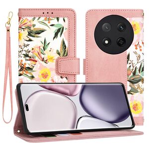 Husa tip carte pentru  Honor Magic 7 Lite, functie stand si port carduri, Roz