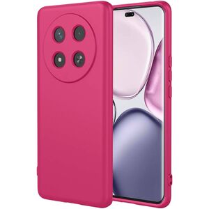 Husa pentru  Honor Magic 7 Lite Liquid Silicone, subțire, captusita cu microfibra, anti amprentă, protectie cameră foto, Fucsia