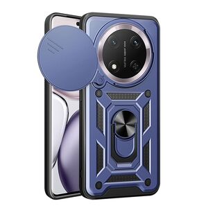 Husa pentru  Honor Magic 7 Lite Ring Armor Kickstand Tough Rugged Cover cu protectie camera, Albastru