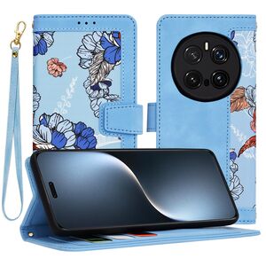 Husa tip carte pentru Honor Magic 7 Pro, functie stand si port carduri, Albastru
