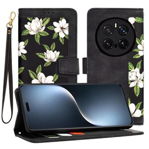 Husa tip carte pentru Honor Magic 7 Pro, functie stand si port carduri, Negru