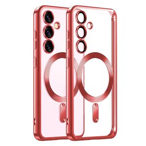 Husa pentru  Samsung Galaxy S25+ cu MagSafe si protectie pentru lentile anti-shock 1.5 mm transparent - Rosu