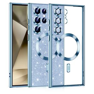 Husa pentru  Samsung Galaxy S25 Ultra cu MagSafe Sparkle Glare Detachable Layer, cu protectie lentile - Albastru deschis