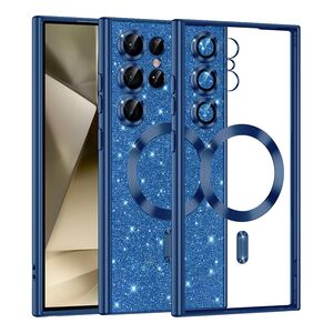 Husa pentru  Samsung Galaxy S25 Ultra cu MagSafe Sparkle Glare Detachable Layer, cu protectie lentile - Albastru