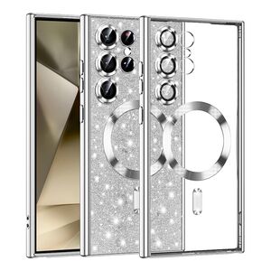 Husa pentru  Samsung Galaxy S25 Ultra cu MagSafe Sparkle Glare Detachable Layer, cu protectie lentile - Argintiu