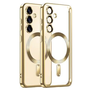 Husa pentru  Samsung Galaxy S25+ cu MagSafe si protectie pentru lentile anti-shock 1.5 mm transparent - Auriu