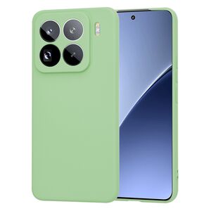 Husa pentru  Xiaomi 15 Pro Liquid Silicone, subțire, captusita cu microfibra, anti amprentă, protectie cameră foto, Verde deschis