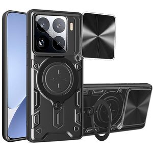 Husa pentru  Xiaomi 15 Pro cu protecție pentru cameră și suport magnetic integrat Ring Shockproof, Negru