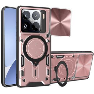 Husa pentru  Xiaomi 15 Pro cu protecție pentru cameră și suport magnetic integrat Ring Shockproof, Roz