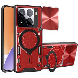 Husa pentru  Xiaomi 15 cu protecție pentru cameră și suport magnetic integrat Ring Shockproof, Rosu