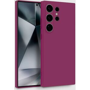 Husa pentru Samsung Galaxy S25 Ultra Liquid Silicone, subțire, captusita cu microfibra, anti amprentă, protectie cameră foto, bordeaux