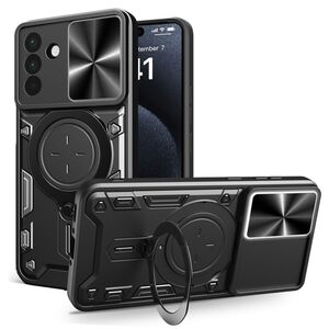 Husa pentru  Samsung Galaxy A56 cu protecție pentru cameră și suport magnetic integrat Ring Shockproof, Negru