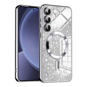 Husa pentru  Samsung Galaxy S25+ cu MagSafe Sparkle Glare Detachable Layer, cu protectie lentile - Argintiu