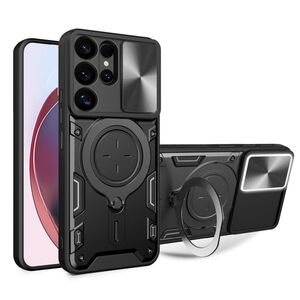 Husa pentru  Samsung Galaxy S25 Ultra cu protecție pentru cameră și suport magnetic integrat Ring Shockproof, Negru