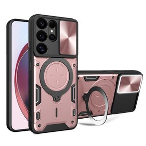 Husa pentru  Samsung Galaxy S25 Ultra cu protecție pentru cameră și suport magnetic integrat Ring Shockproof, Roz