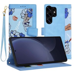 Husa tip carte pentru  Samsung Galaxy S25 Ultra, functie stand si port carduri, Albastru