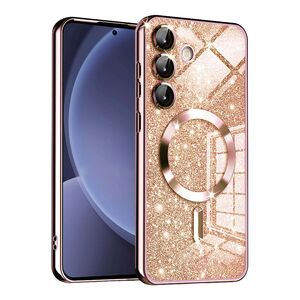 Husa pentru  Samsung Galaxy S25 cu MagSafe Sparkle Glare Detachable Layer, cu protectie lentile - Roz