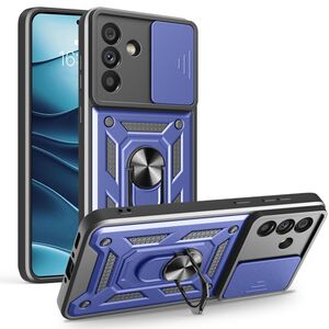 Husa pentru  Samsung Galaxy A56 Ring Armor Kickstand Tough Rugged Cover cu protectie camera, Albastru