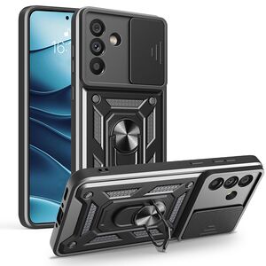 Husa pentru  Samsung Galaxy A56 Ring Armor Kickstand Tough Rugged Cover cu protectie camera, Negru royal