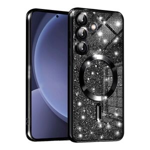Husa pentru  Samsung Galaxy S25+ cu MagSafe Sparkle Glare Detachable Layer, cu protectie lentile - Negru