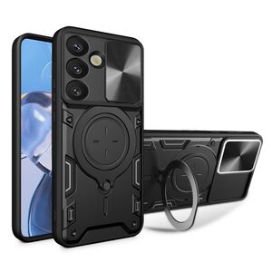 Husa pentru  Samsung Galaxy S25+ cu protecție pentru cameră și suport magnetic integrat Ring Shockproof, Negru