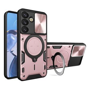 Husa pentru  Samsung Galaxy S25+ cu protecție pentru cameră și suport magnetic integrat Ring Shockproof, Roz