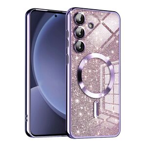 Husa pentru  Samsung Galaxy S25 cu MagSafe Sparkle Glare Detachable Layer, cu protectie lentile - Lavanda