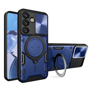 Husa pentru  Samsung Galaxy S25 cu protecție pentru cameră și suport magnetic integrat Ring Shockproof, Albastru