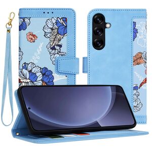Husa tip carte pentru  Samsung Galaxy S25+, functie stand si port carduri, Albastru