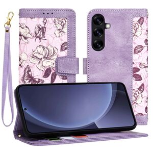 Husa tip carte pentru  Samsung Galaxy S25+, functie stand si port carduri, Mov