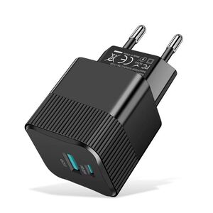 Incarcator fast charge premium pentru priza GaN, USB QC3.0, Type-C PD 25W, Compact și Universal – Performanță și Portabilitate, negru