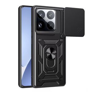Husa pentru  Xiaomi 15 Pro Ring Armor Kickstand Tough Rugged Cover cu protectie camera, Negru