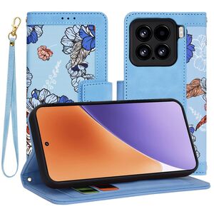 Husa tip carte pentru  Xiaomi 15, functie stand si port carduri, Albastru