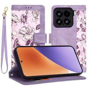 Husa tip carte pentru  Xiaomi 15, functie stand si port carduri, Mov
