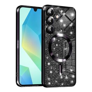 Husa pentru Samsung Galaxy A16 cu MagSafe Sparkle Glare Detachable Layer, cu protectie lentile - negru