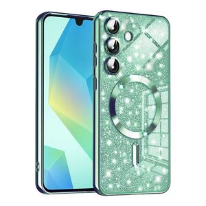 Husa pentru Samsung Galaxy A16 cu MagSafe Sparkle Glare Detachable Layer, cu protectie lentile - verde deschis
