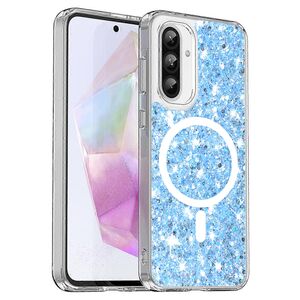 Husa pentru  Samsung Galaxy A36 compatibila Magsafe cu sclipici Sparkels Series - Albastru