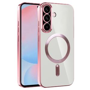Husa pentru  Samsung Galaxy A56 cu MagSafe si protectie pentru lentile anti-shock 1.5 mm transparent - Roz