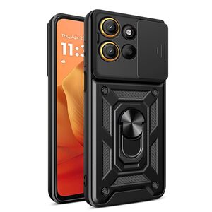 Husa pentru  Motorola Moto G15 / G15 Power Ring Armor Kickstand Tough Rugged Cover cu protectie camera, Negru